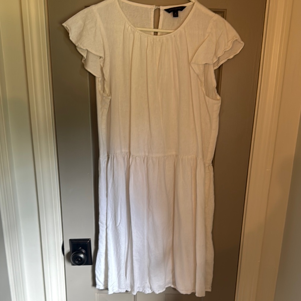 White Flutter Sleeve Dress